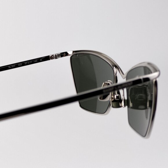Saint Laurent SL637 002 Women’s Cat Eye Sunglasses Silver Frame Grey Lenses main image 6